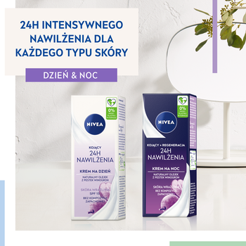 Nivea 24H Nawilżenia, kojący krem na dzień SPF 15, 50 ml