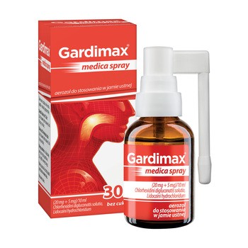 Gardimax medica spray, (20 mg + 5 mg)/10 ml, aerozol do stosowania w jamie ustnej, 30 ml