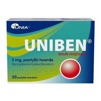 Uniben smak miętowy, 3 mg, pastylki twarde, 20 szt.