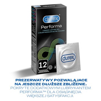 Durex Performa, prezerwatywy ze środkiem nawilżającym, 12 szt.