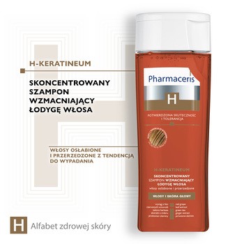 Pharmaceris H Keratineum, skoncentrowany szampon wzmacniający łodygę włosa, włosy osłabione i przerzedzone, 250 ml
