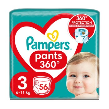 Pampers Pants 360 stopni, 3 (6-11 kg), pieluchomajtki jednorazowe, 56 szt.