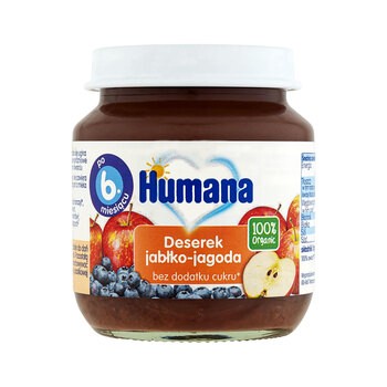 Humana 100% Organic Deserek jabłko-jagoda, 6 m+, 125 g