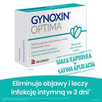 Gynoxin Optima, 200 mg, kapsułki dopochwowe, miękkie, 3 szt.