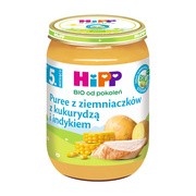Hipp BIO od pokoleń, Puree z ziemniaczków z kukurydzą i indykiem, po 5. m-cu., 190 g
