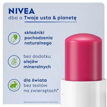 Nivea, pielęgnujące pomadka do ust, Cherry Shine, 4,8 g