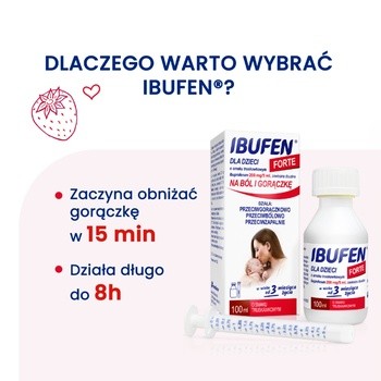 Ibufen dla dzieci forte o smaku truskawkowym, (200mg/5ml), zawiesina doustna, 100 ml