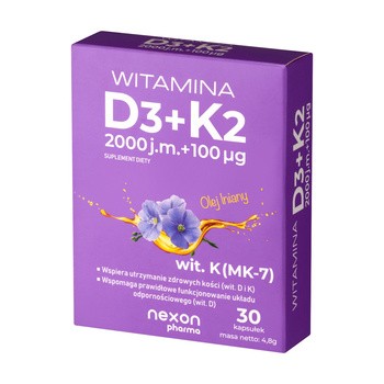 Nexon Pharma Witamina D3+K2, kapsułki, 30 szt.