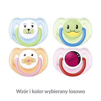 Avent Classic+ Animal, silikonowy smoczek uspokajający 6-18 m, 2 szt.