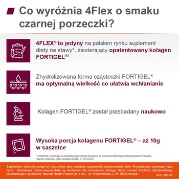 4 Flex, saszetki z proszkiem, smak czarna porzeczka, 30 szt.