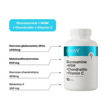 OstroVit Glukozamina + MSM + Chondroitina + Witamina C, tabletki, 90 szt.