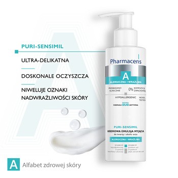 Pharmaceris A Puri-Sensimil, kremowa emulsja myjąca do twarzy i okolic oczu, 190 ml