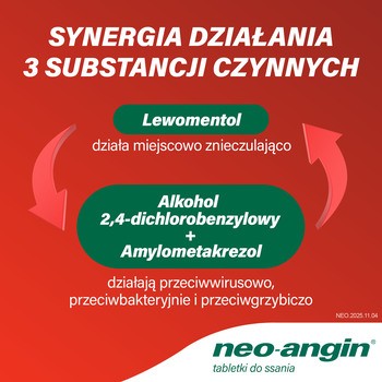 Neo-Angin, 1,2 mg+0,6 mg+5,9 mg, tabletki do ssania, 24 szt.