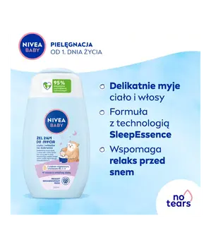 Nivea Baby, żel 2w1 do mycia ciała i włosów na dobranoc, 200 ml