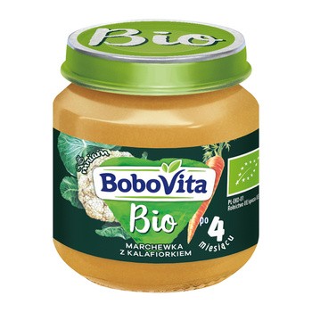 BoboVita Bio, obiadek marchewka z kalafiorkiem, 4 m+, 125 g