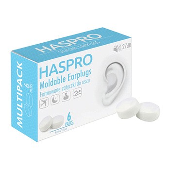 Haspro Moldable, formowane zatyczki do uszu, białe, 6 par