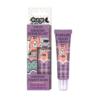 Flos-Lek, Vege Lip Care, cukrowy scrub do ust, jagodowy zawrót głowy, 14 g