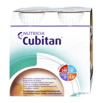 Cubitan, płyn o smaku czekoladowym, 4 x 200 ml