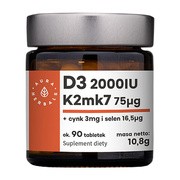 Aura Herbals Witamina D3 (2000IU) + K2mk7 + Cynk + Selen, tabletki, 90 szt.