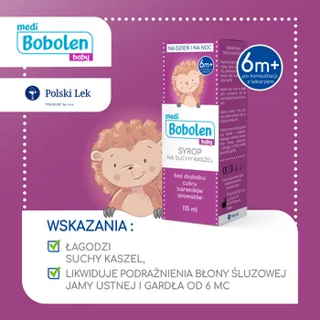 Bobolen Baby, syrop na suchy kaszel dla dzieci, 115 ml