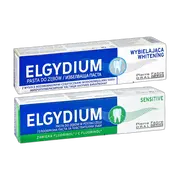 Zestaw Elgydium Sensitive, pasta do zębów w żelu, 75 ml + Elgydium Whitening, pasta do zębów, wybielająca, 75 ml