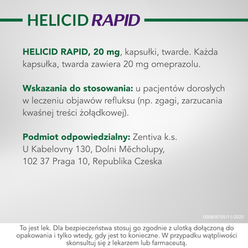 Helicid Rapid, 20 mg, kapsułek twardych, 14 szt.