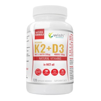 Wish Witamina K2 Vita MK-7 + D3, kapsułki, 120 szt.