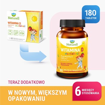 Naturell Witamina D dla dzieci, tabletki, 180 szt.
