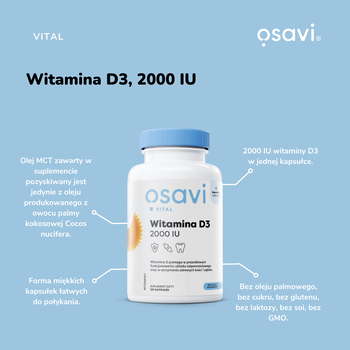 Osavi, Witamina D3 2000 IU, kapsułki, 120 szt.