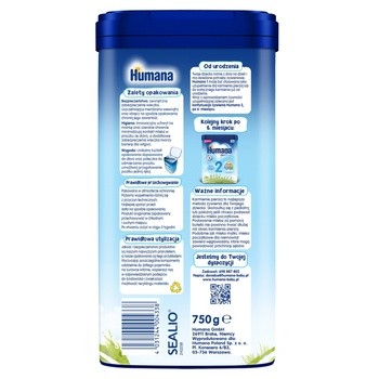 Humana 1, mleko początkowe od urodzenia, proszek, 750 g