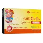 Olimp Gold-vit C+D3 Junior Odporność, tabletki do ssania, smak cytrynowy, 30 szt.