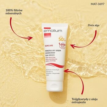 Emolium Suncare, mineralny krem ochronny, SPF 50+, 50 ml