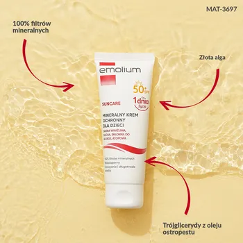 Emolium Suncare, mineralny krem ochronny, SPF 50+, 50 ml