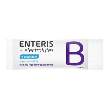 Enteris + electrolytes, saszetki z proszkiem, smak jagodowo - cytrynowy, 8 szt. + 8 szt.