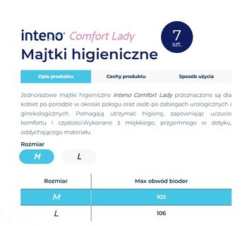 Inteno Comfort Lady, majtki higieniczne, rozmiar M, 7 szt.