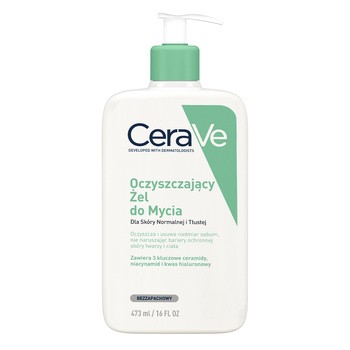 CeraVe, oczyszczający żel do mycia z ceramidami dla skóry normalnej i tłustej, 473 ml