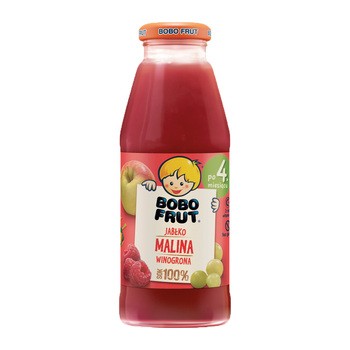 Bobo Frut 100%, sok jabłko, malina i winogrono, 4 m+, 300 ml