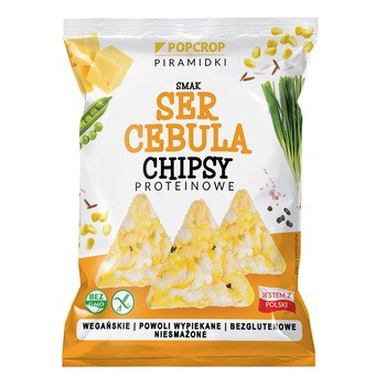 Popcrop, Piramidki ser cebula, chipsy proteinowe, 60 g