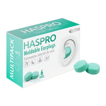 Haspro Moldable, formowane zatyczki do uszu, miętowe, 6 par