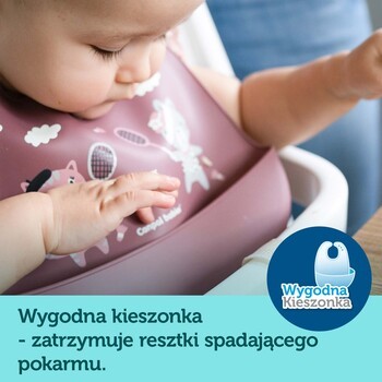 Canpol Babies, śliniak silikonowy z kieszonką Bonjour, beżowy, 1 szt.