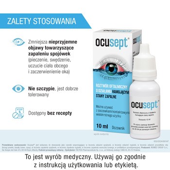 Ocusept, roztwór oftalmiczny o działaniu hamującym stany zapalne, 10 ml