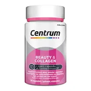 Centrum Beauty & Collagen, zestaw witamin i minerałów z olejem z wiesiołka dla skóry, włosów i paznokci, kapsułki, 30 szt.