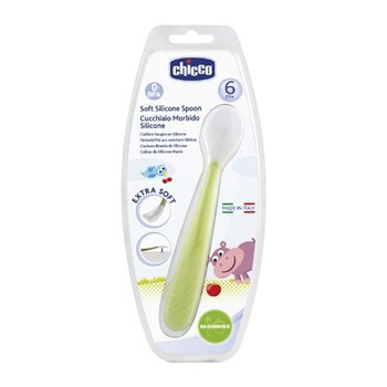 Chicco, Miękka łyżeczka silikonowa, zielona, 6 m+, 1 szt.