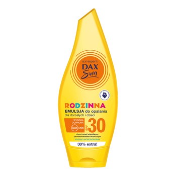 Dax Sun, rodzinna emulsja do opalania z SPF 30, wodoodporna, 250 ml