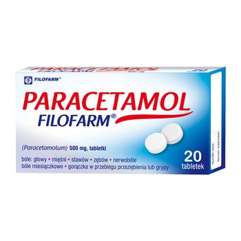 Paracetamol Filofarm, 500 mg, tabletki, 20 szt