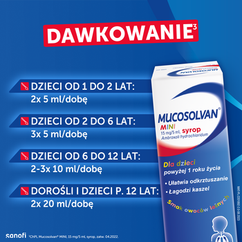 Zestaw 3x Mucosolvan Mini, 15 mg/5 ml, syrop, 100 ml