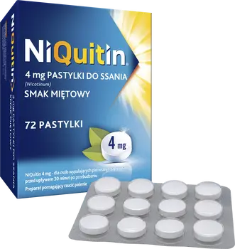 Niquitin, 4 mg, pastylki do ssania, smak miętowy, 72 szt.
