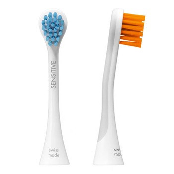 Curaprox Hydrosonic Sensitive Duo, główki szczoteczki sonicznej, niebieska i pomarańczowa, 2 szt.