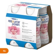 Zestaw 4 x Resource Protein, płyn, smak truskawkowy, 4 x 200 ml