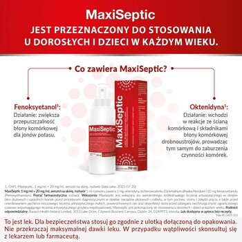 Maxiseptic, 1 mg/ml + 20 mg/ml, aerozol na skórę, 250 ml